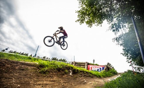 Hip jump on the world cup track in Leogang