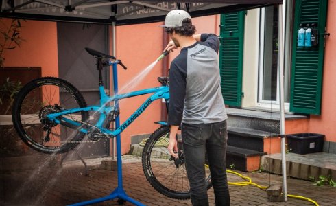 Bike Wash outside the villa