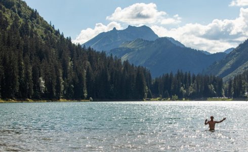 swim in the lake Morzine mtb holiday