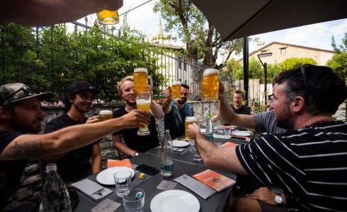 post ride beers in Aosta