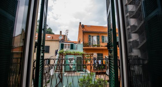 Bedroom one view into the hill behind Finale Ligure