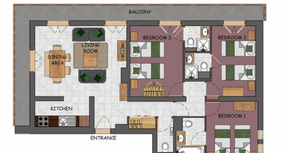 L'aiglon Morzine apartment size