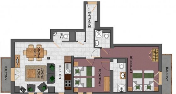 L'Aiglon Morzine MTB apartment floor plan